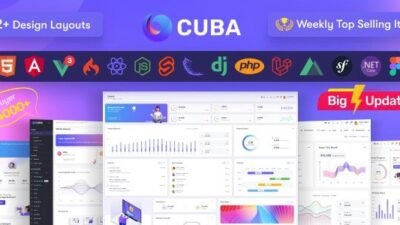 Cuba 12.1 – HTML, React, Angular 16, Vue 3 JS, Nuxt, Nodejs, Asp.Net & Laravel Admin Dashboard Template