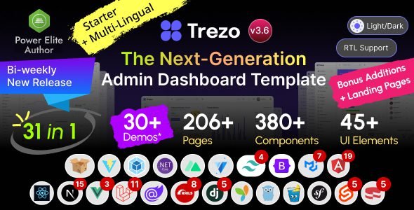 Trezo 3.6 – Tailwind, Bootstrap, Material, React, Angular, Vue, Laravel ASP.net Admin Dashboard Template