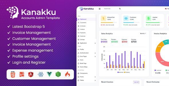 Kanakku 2.0.4 – Sales, Invoices & Accounts Admin Template