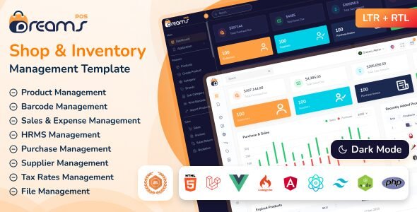 DreamsPOS 2.0.6 – POS & Inventory Management Admin Dashboard Template