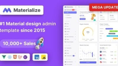 Materialize 13.4.0 – Next.js, Vuejs, Nuxt, HTML, Laravel, Django, Asp.Net Material Design Admin Template