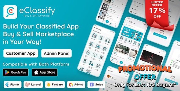eClassify 1.0.2 – Classified Buy and Sell Marketplace Flutter App with Laravel Admin Panel