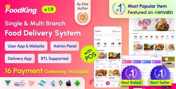 FoodKing 1.9.0 – Restaurant Food Delivery System with Admin Panel & Delivery Man App | Restaurant POS