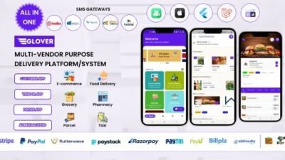 Glover 1.7.21 – Grocery, Food, Pharmacy Courier & Service Provider + Backend + Driver & Vendor app