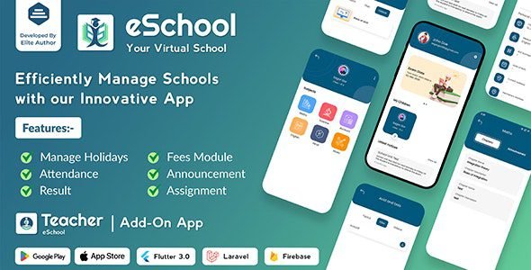 eSchool 1.0.7 – Virtual School Management System Flutter App with Laravel Admin Panel