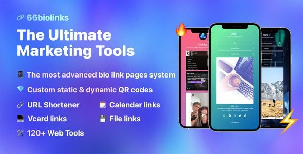 66biolinks 56.0.0 Extended – Bio Links, URL Shortener, QR Codes & Web Tools (SAAS)