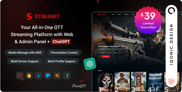 Streamit Laravel 1.2.8 – Movie, TV Show, Video Streaming Platform With Laravel with ChatGPT