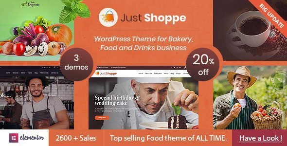 Justshoppe 12.7 – Elementor Cake, Bakery & Food WordPress