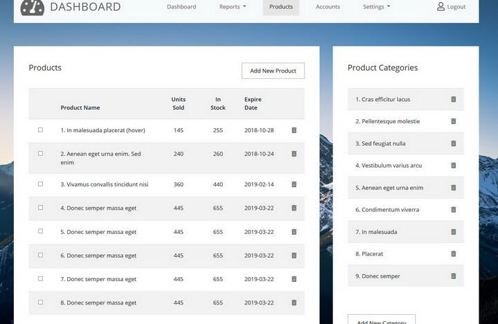 Admin Dashboard HTML Template