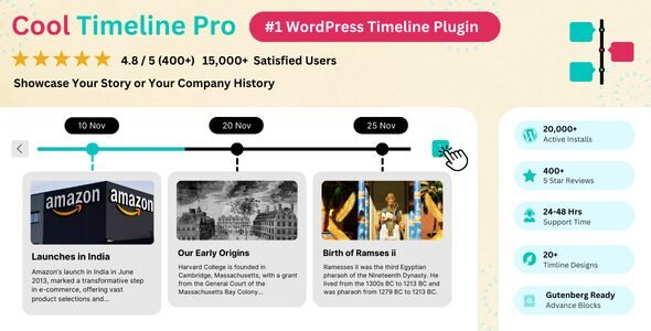 Cool Timeline Pro 4.8.11 – Horizontal & Vertical Timeline Plugin For WordPress