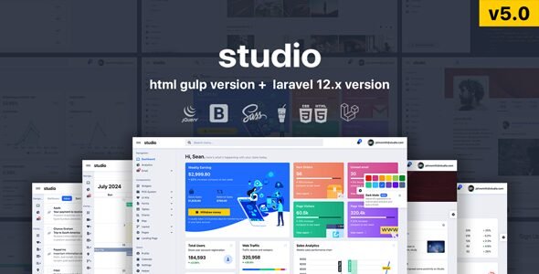 Studio 5.0 – HTML & Laravel 12.x Bootstrap 5 Admin Template