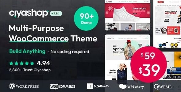 CiyaShop 4.21.0 + Apps – Multipurpose WooCommerce Theme