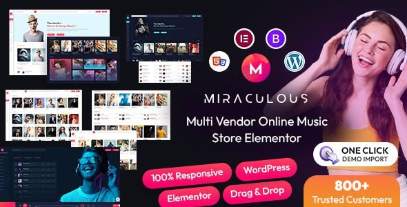 Miraculous 2.0.8 – Multi Vendor Online Music Store Elementor WordPress Theme