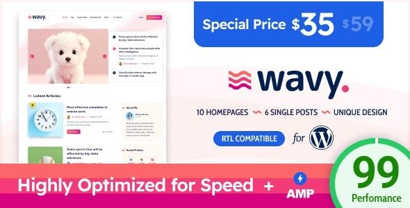 Wavy 1.8.6 – Modern & Lightweight Blog for WordPress