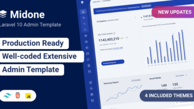 Midone 5.0.5 – Tailwind 4 Laravel 11 Admin Dashboard Template + HTML Version