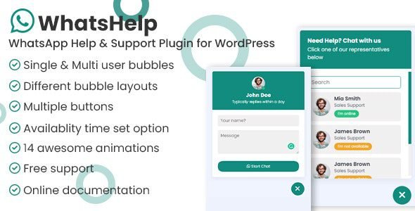 WhatsApp Chat Support Pro 3.1.13 – WordPress Plugin